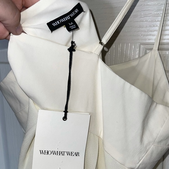 Who What Wear Ivory White Slip Midi Dress Minimalist Apron Style Size Medium NWT - Picture 7 of 9